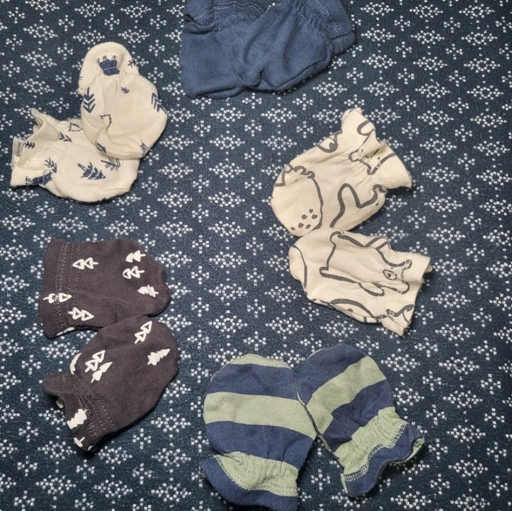 Assorted Baby Mittens Set - Blue, Green, Cream